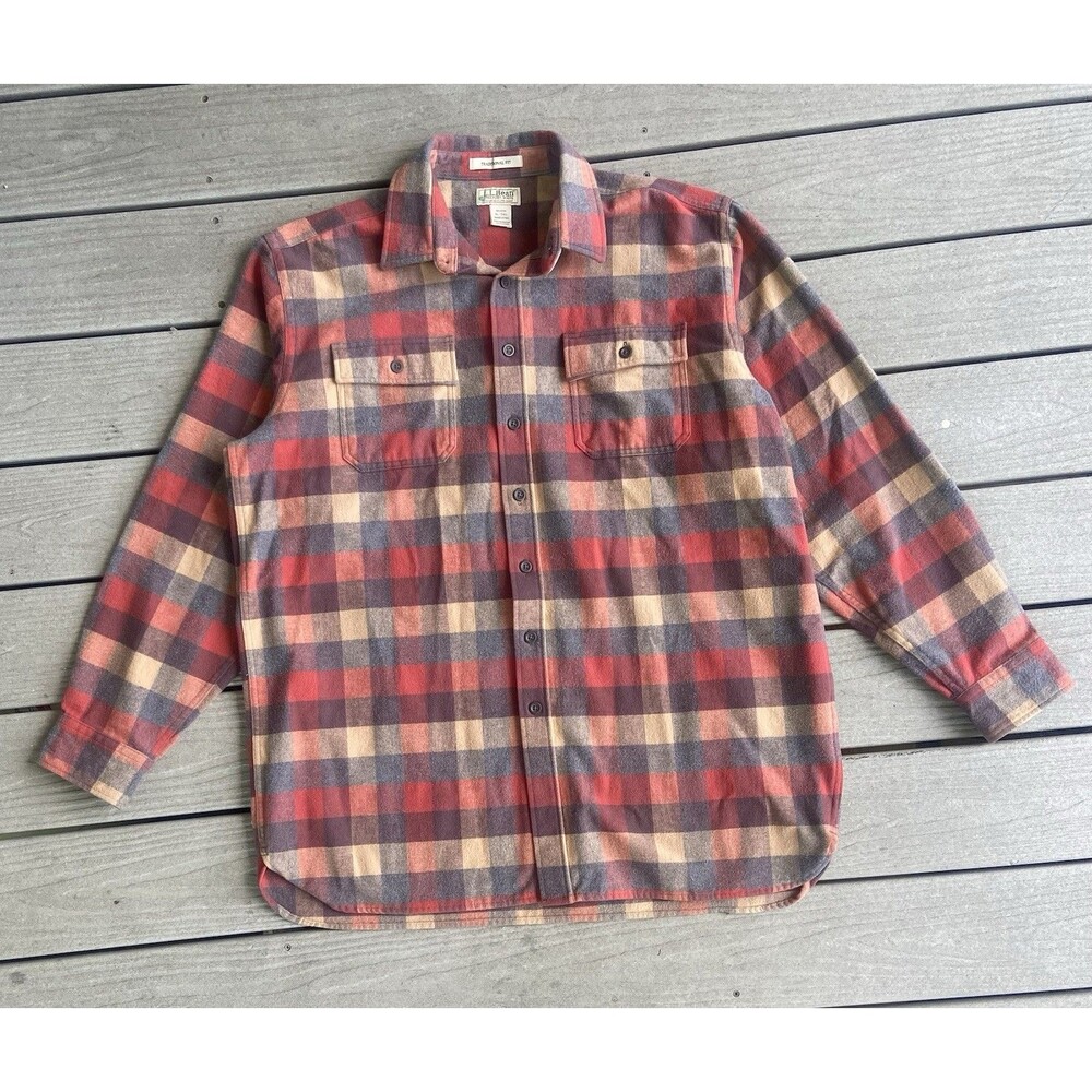 L.L.Bean Chamois Cloth Shirt Mens XL Tall Plaid Flannel Traditional Fit